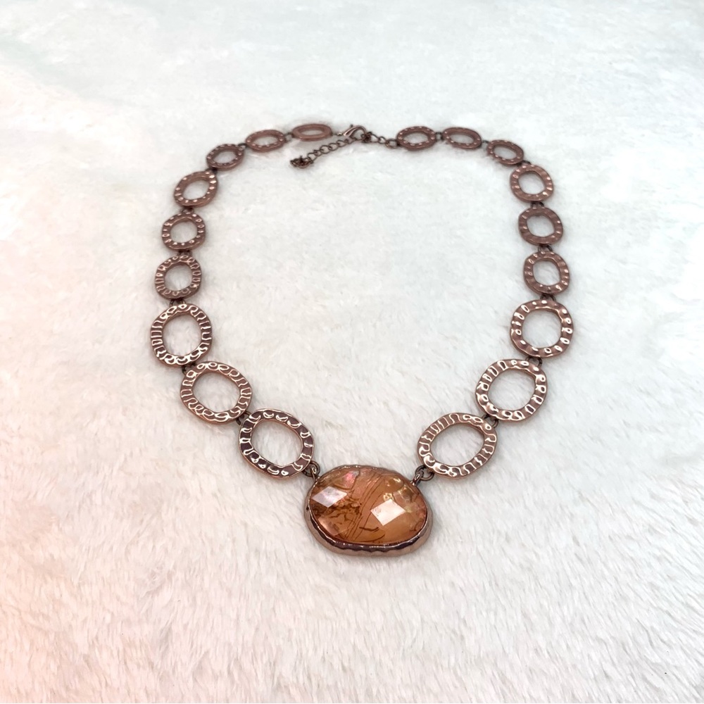 Rose Gold Bronze Tone Statement Necklace Unbranded